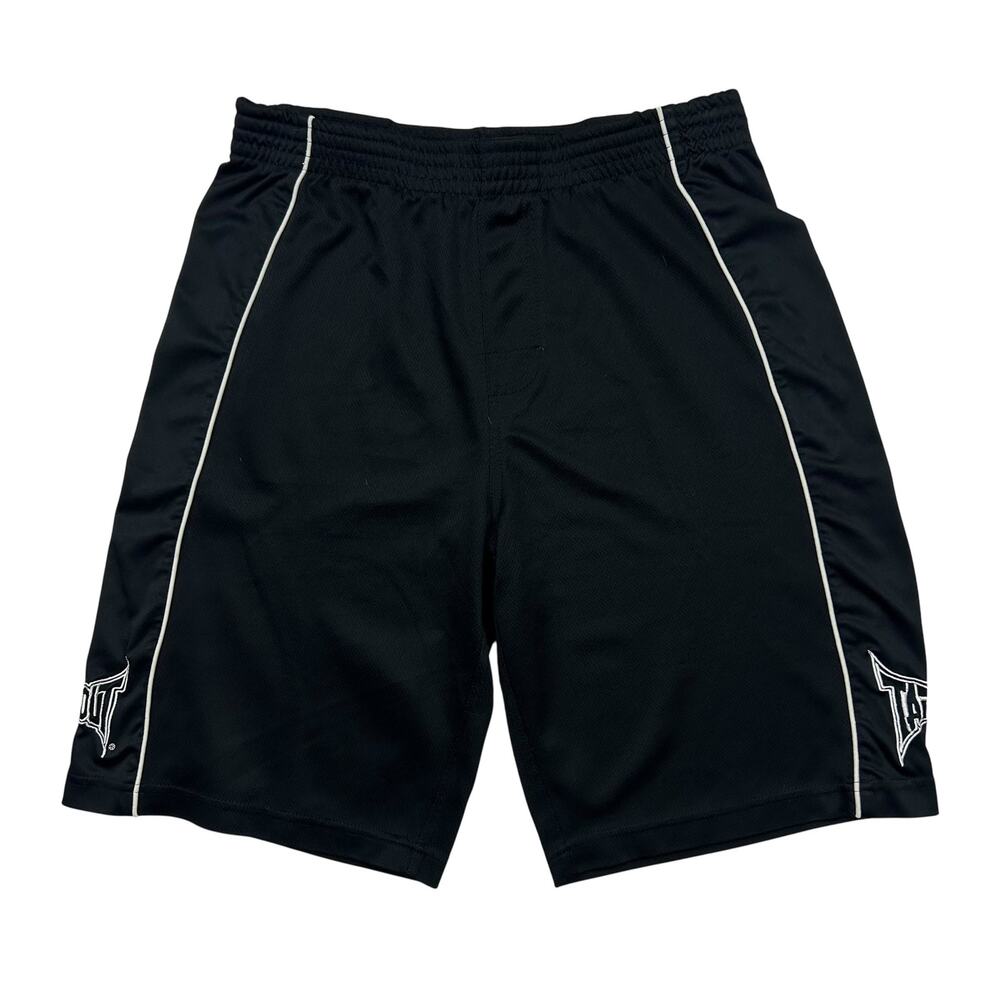 Vintage TapouT Shorts XL 18/20 Black White Contrast Piping MMA Y2K Athletic Gym